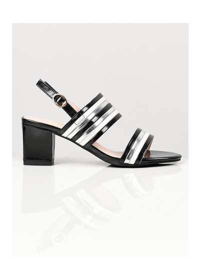 STRIPED HEELS - BLACK