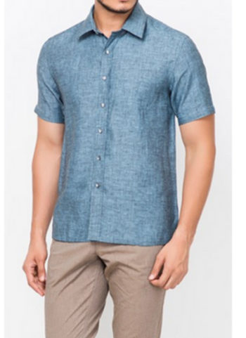 Blue Linen Bush Shirt