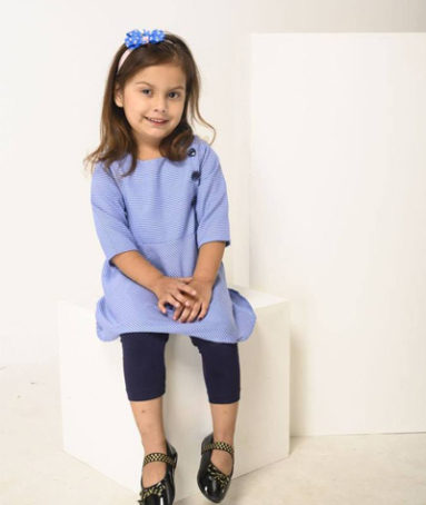 Girls Winter Poly Cotton Blue Frock