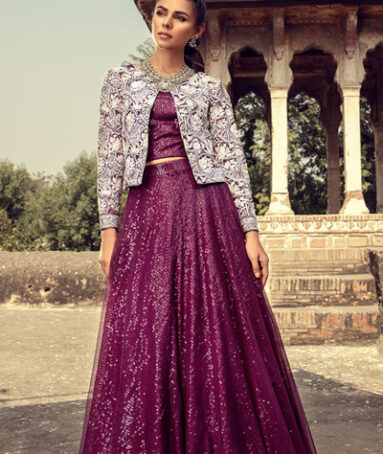 NET EMBROIDERED JACKET WITH SKIRT