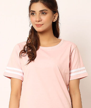 Contrast Stripe Tee (Pink)