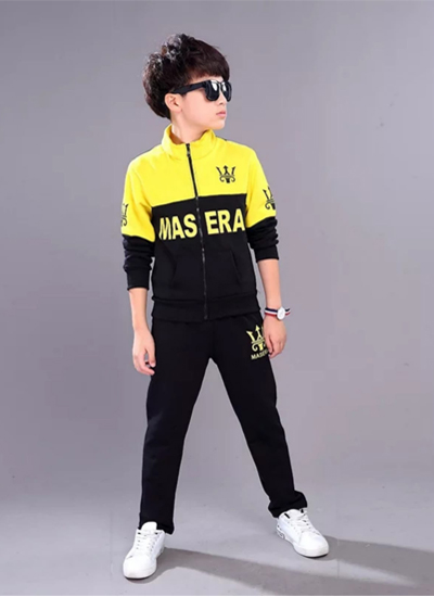 Yellow Masera Print Stylish Track Suit For Kids