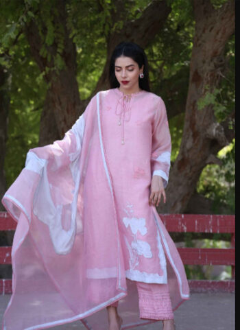 Pure Cotton Women Latest Pink Dress