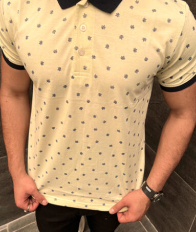 All Over Leaf Printed Men Polo Shirt