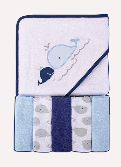 Baby Blue Hood Towel & Wash Clothes
