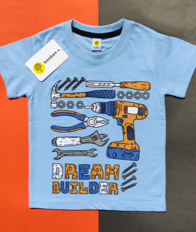 Dream Builder Sky-Blue Tee For Kids
