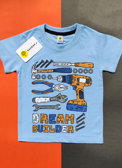 Dream Builder Sky-Blue Tee For Kids