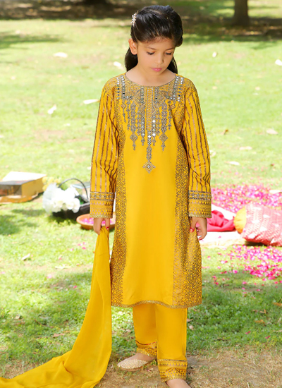 Gold Print Mirror Embroidered Suit
