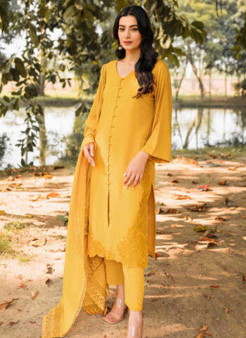 Mustard Tunic With Embroidered (3 Pcs set)