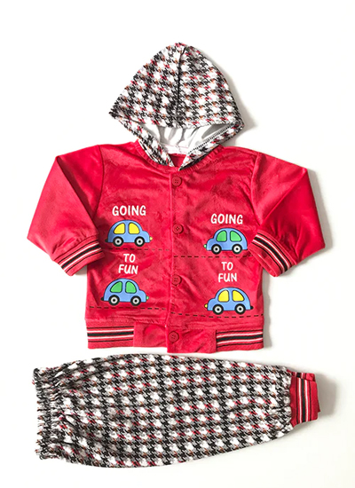 Red Baby Boy Winter Material Dress
