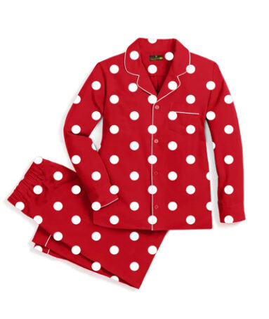 Red Doted Baby Girls Night Suit
