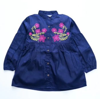 Blue Top With Floral Embroidery