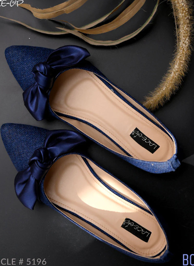 Bow Ballet Blue Shoes For Women