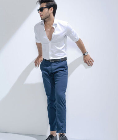 Pearl Blue Chino Pants For Men