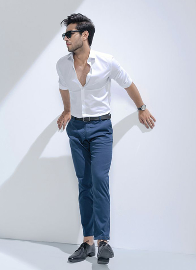 Pearl Blue Chino Pants For Men