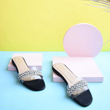 Sale Basket Diamond Black Flats