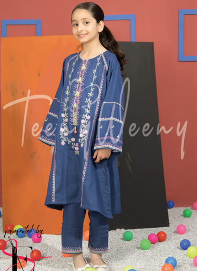 Two Pc Embroidered Suit Kids Ethnic Wear