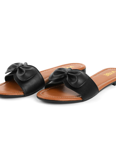 VYBE Bow Plain Flats Black For Women