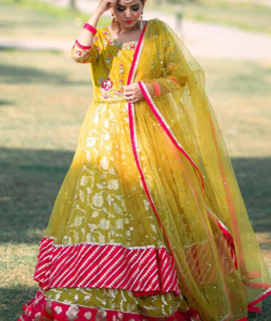 Bright Yellow Embroidery Dress For Women