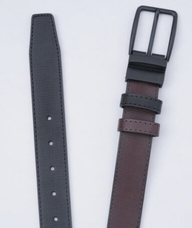 Dark Brown & Black Textured Leather Belt