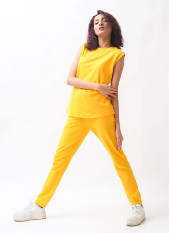Yellow Summer Sleevesless T-Shirt with Trouser