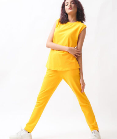 Yellow Summer Sleevesless T-Shirt with Trouser